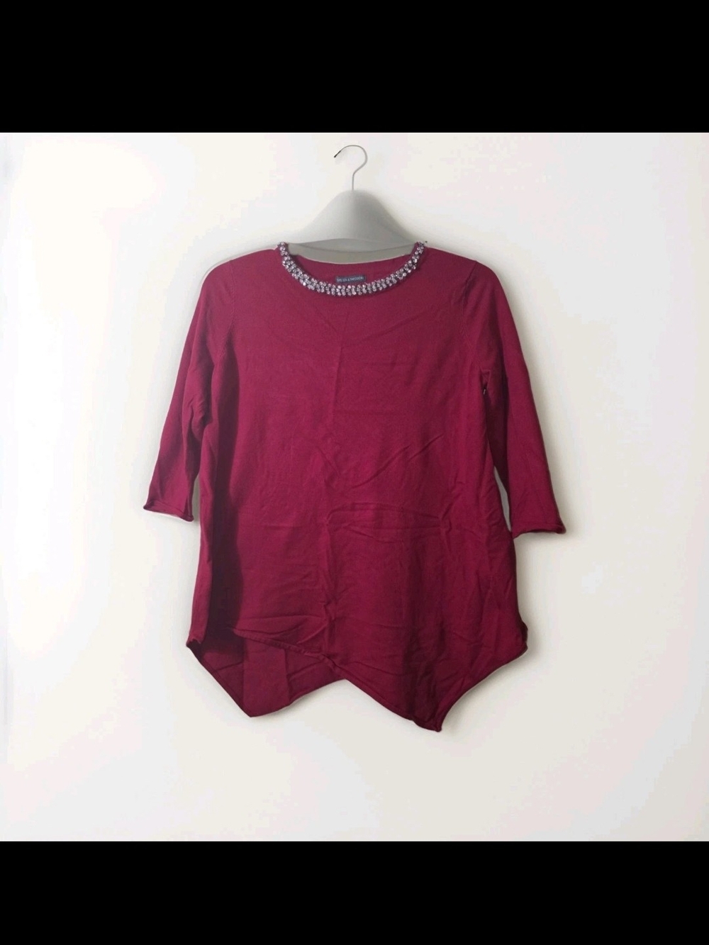 Chelsea & Theodore Beaded-Neck Wine Tunic